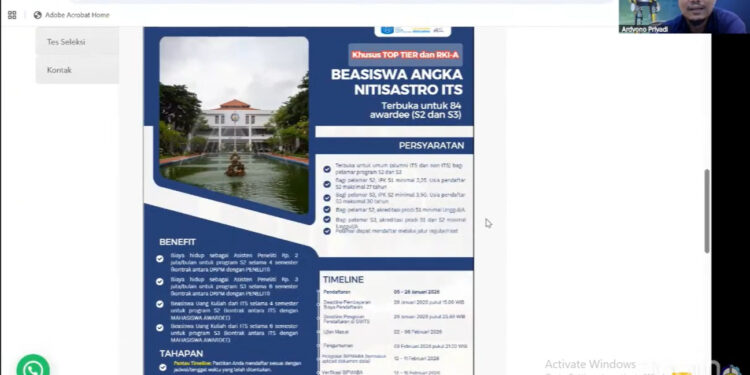 ITS Luncurkan Beasiswa Angka Nitisastro untuk Program Pascasarjana
