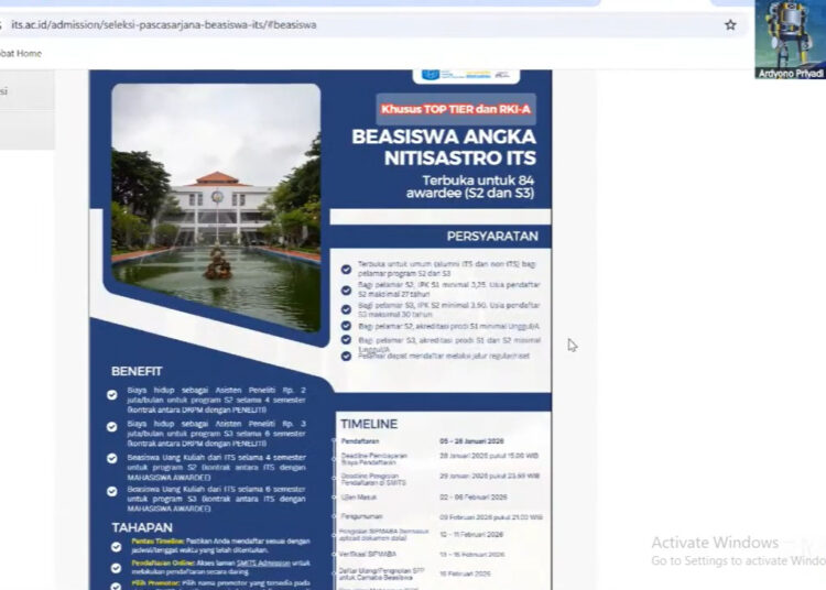 ITS Luncurkan Beasiswa Angka Nitisastro untuk Program Pascasarjana