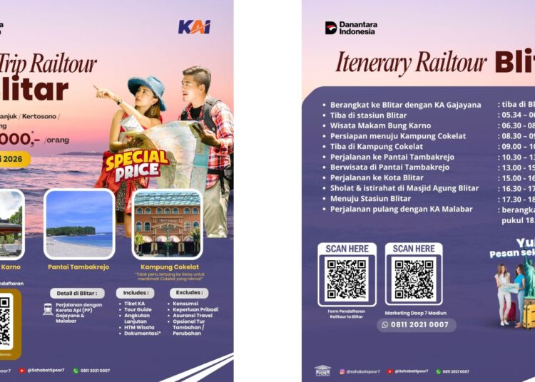 Dorong Pariwisata Daerah, KAI Daop 7 Madiun Buka Open Trip Wisata Tematik “Rail Tour Jawa Timur” ke Blitar