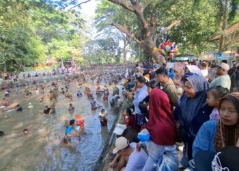 Ribuan Warga Kediri Serbu Sumber Gundi demi Tradisi ‘Grobyak Ikan’ HUT ke-81 RI